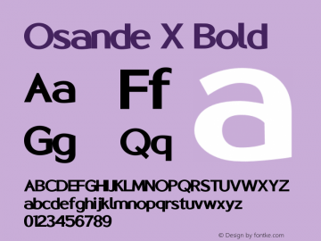 Osande X Bold Version 1.00;January 25, 2021;FontCreator 13.0.0.2683 64-bit图片样张