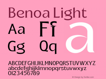 Benoa Light Version 1.000 Font Sample