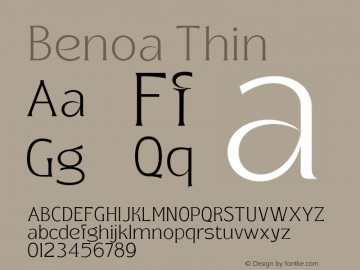 Benoa Thin Version 1.000;hotconv 1.0.109;makeotfexe 2.5.65596 Font Sample