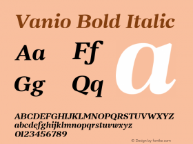 Vanio Bold Italic Version 1.000 Font Sample