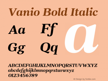 Vanio Bold Italic Version 1.000图片样张