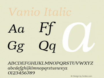 Vanio Regular Italic Version 1.000图片样张