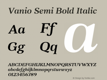 Vanio Semi Bold Italic Version 1.000图片样张
