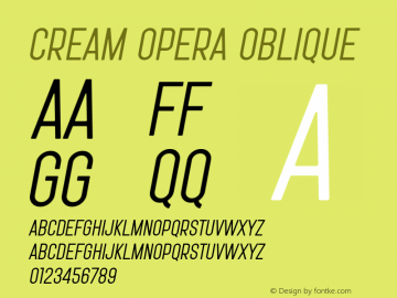 Cream Opera Oblique 1.001 Font Sample