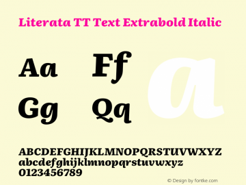 Literata TT Text Extrabold Italic Version 3.002 Font Sample