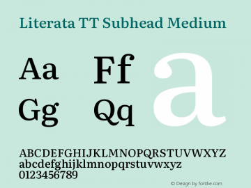 Literata TT Subhead Medium Version 3.002 Font Sample