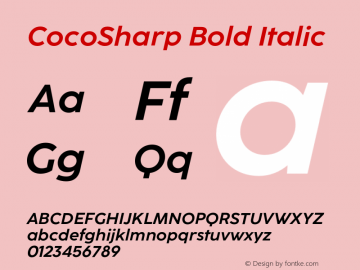 CocoSharp Bold Italic Version 1.000;hotconv 1.0.109;makeotfexe 2.5.65596 Font Sample