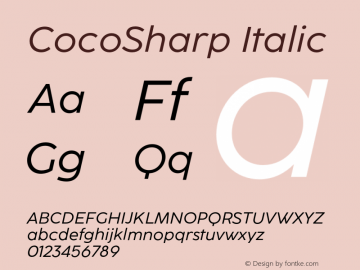 CocoSharp Italic Version 1.000;hotconv 1.0.109;makeotfexe 2.5.65596 Font Sample