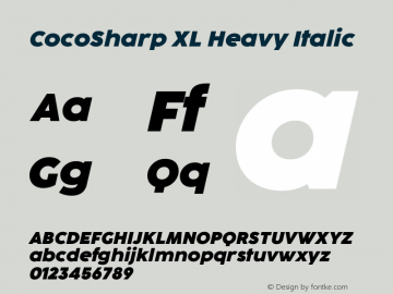 CocoSharp XL Heavy Italic Version 1.000 Font Sample
