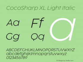 CocoSharp XL Light Italic Version 1.000 Font Sample