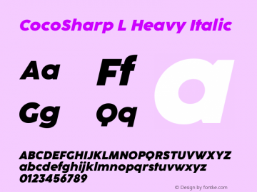 CocoSharp L Heavy Italic Version 1.000 Font Sample