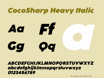 CocoSharp Heavy Italic Version 1.000 Font Sample