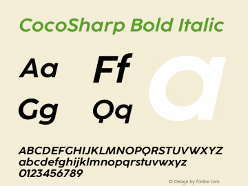 CocoSharp Bold Italic Version 1.000 Font Sample