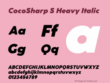 CocoSharp S Heavy Italic Version 1.000 Font Sample
