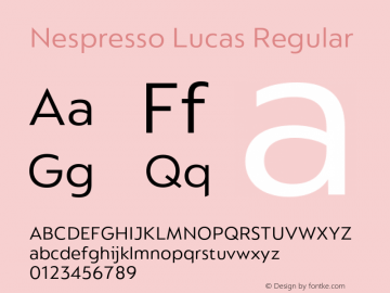 Nespresso Lucas Regular Version 1.001;PS 001.001;hotconv 1.0.88;makeotf.lib2.5.64775 Font Sample