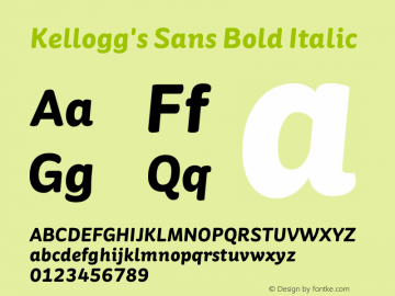 Kellogg's Sans Bold Italic Version 1.10;April 6, 2019;FontCreator 11.5.0.2430 64-bit图片样张