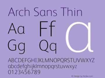 Arch Sans Thin Version 1.001 Font Sample