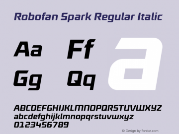 RobofanSpark-RegularItalic Version 1.000图片样张