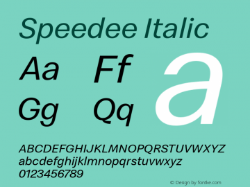 Speedee Italic Version 1.100 Font Sample