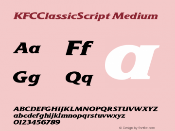 KFCClassicScript Version 1.0 Font Sample