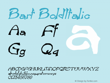 Bart BoldItalic Altsys Fontographer 4.1 12/26/94 Font Sample