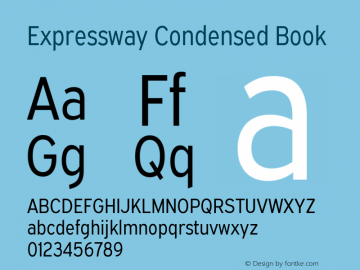 ExpresswayCdBk-Regular Version 6.000 Font Sample