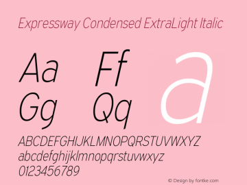 ExpresswayCdXl-Italic Version 6.000图片样张