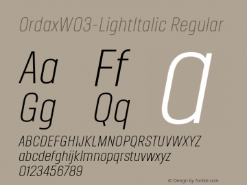 Ordax W03 Light Italic Version 1.00图片样张