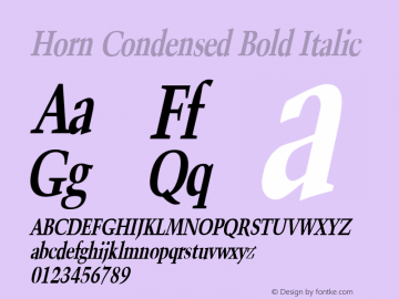 Horn Condensed Bold Italic 1.0 Wed Jul 28 16:31:18 1993图片样张