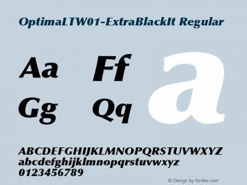 Optima LT W01 Extra Black It Version 1.00 Font Sample