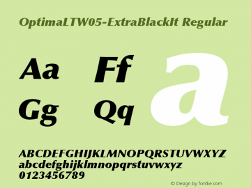 Optima LT W05 Extra Black It Version 1.00 Font Sample