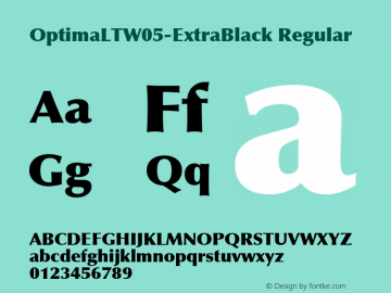 Optima LT W05 Extra Black Version 1.00 Font Sample