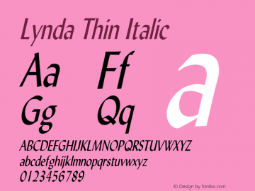 Lynda Thin Italic 1.0 Wed Jul 28 13:09:21 1993图片样张