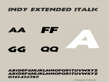 Indy Extended Italic 1.0 Wed Jul 28 17:02:33 1993 Font Sample