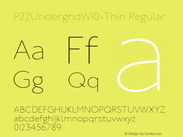 P22 Undergnd W10 Thin Version 1.1 Font Sample