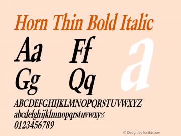 Horn Thin Bold Italic 1.0 Wed Jul 28 16:44:46 1993图片样张