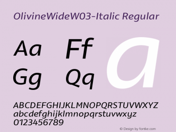 Olivine Wide W03 Italic Version 1.00 Font Sample