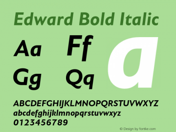 Edward-BoldItalic Version 4.001 Font Sample