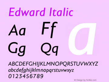 Edward-Italic Version 4.001 Font Sample