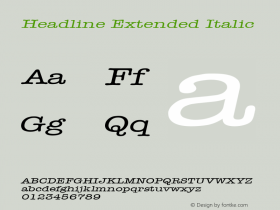 Headline Extended Italic Altsys Fontographer 4.1 1/5/95 Font Sample