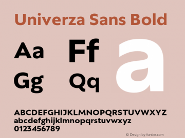 Univerza Sans Bold Version 1.001;hotconv 1.0.109;makeotfexe 2.5.65596 Font Sample