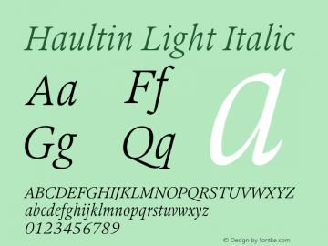 Haultin-LightItalic Version 1.004 | wf-rip DC20190310 Font Sample