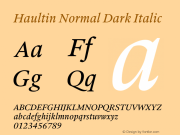 Haultin-NormalDarkItalic Version 1.004 | wf-rip DC20190310 Font Sample