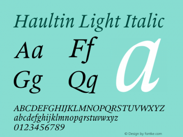 Haultin-LightItalic Version 1.004 Font Sample