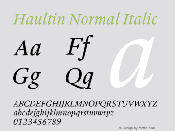 Haultin-NormalItalic Version 1.004 | wf-rip DC20190310 Font Sample