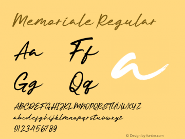 Memoriale Version 1.00;February 2, 2021;FontCreator 13.0.0.2683 64-bit Font Sample