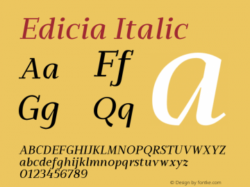 Edicia Italic 1.000 Font Sample