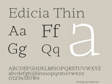 Edicia Thin 1.000 Font Sample
