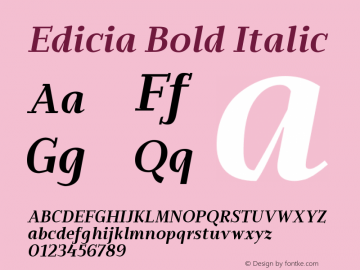 Edicia Bold Italic 1.000 Font Sample