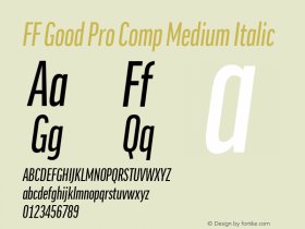 FF Good Pro Comp Medium Italic Version 7.504; 2014; Build 1020 Font Sample